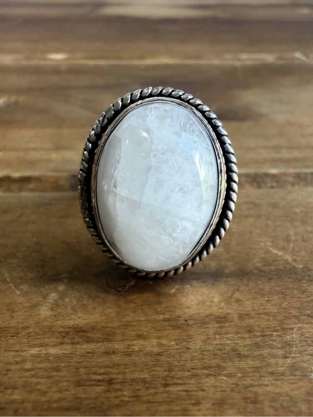 Rainbow Moonstone Gemstone Ring Size 8 Silver Jewelry Plated 925 Vintage Style